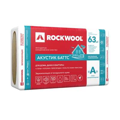 Утеплитель ROCKWOOL АКУСТИК БАТТС 1000х600х100 мм, 5 шт